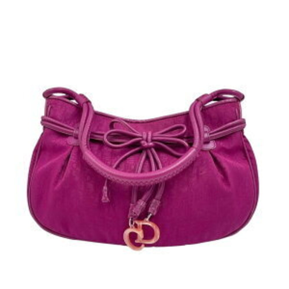 DIOR Trotter Hobo Shoulder Bag Rion Canvas Leather Pink Fuchsia - Picture 7 of 15